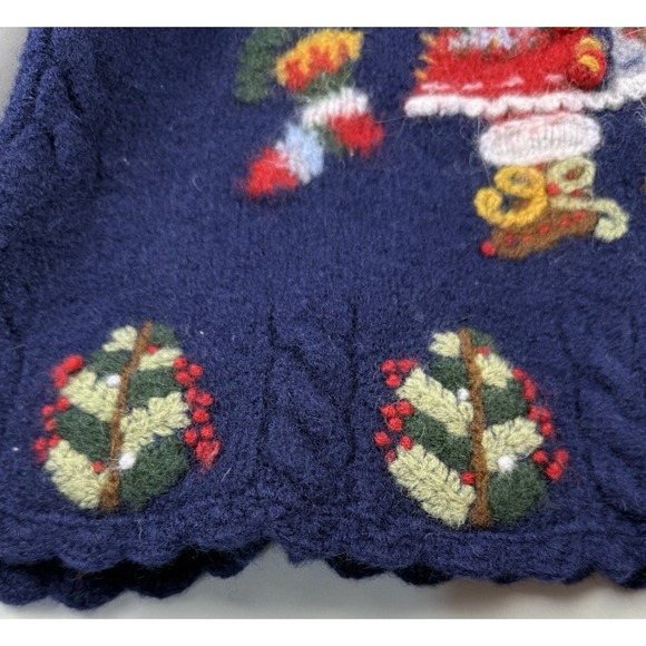 Vintage Belle Pointe Christmas Sweater Size XS 100% Wool Country Santa Claus - Picture 3 of 5
